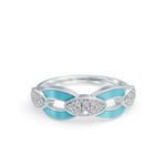 Load image into Gallery viewer, Blue Bonding 925 Sterling Silver Band Diamond Ring | Engagement Rings | Enamel jewellery