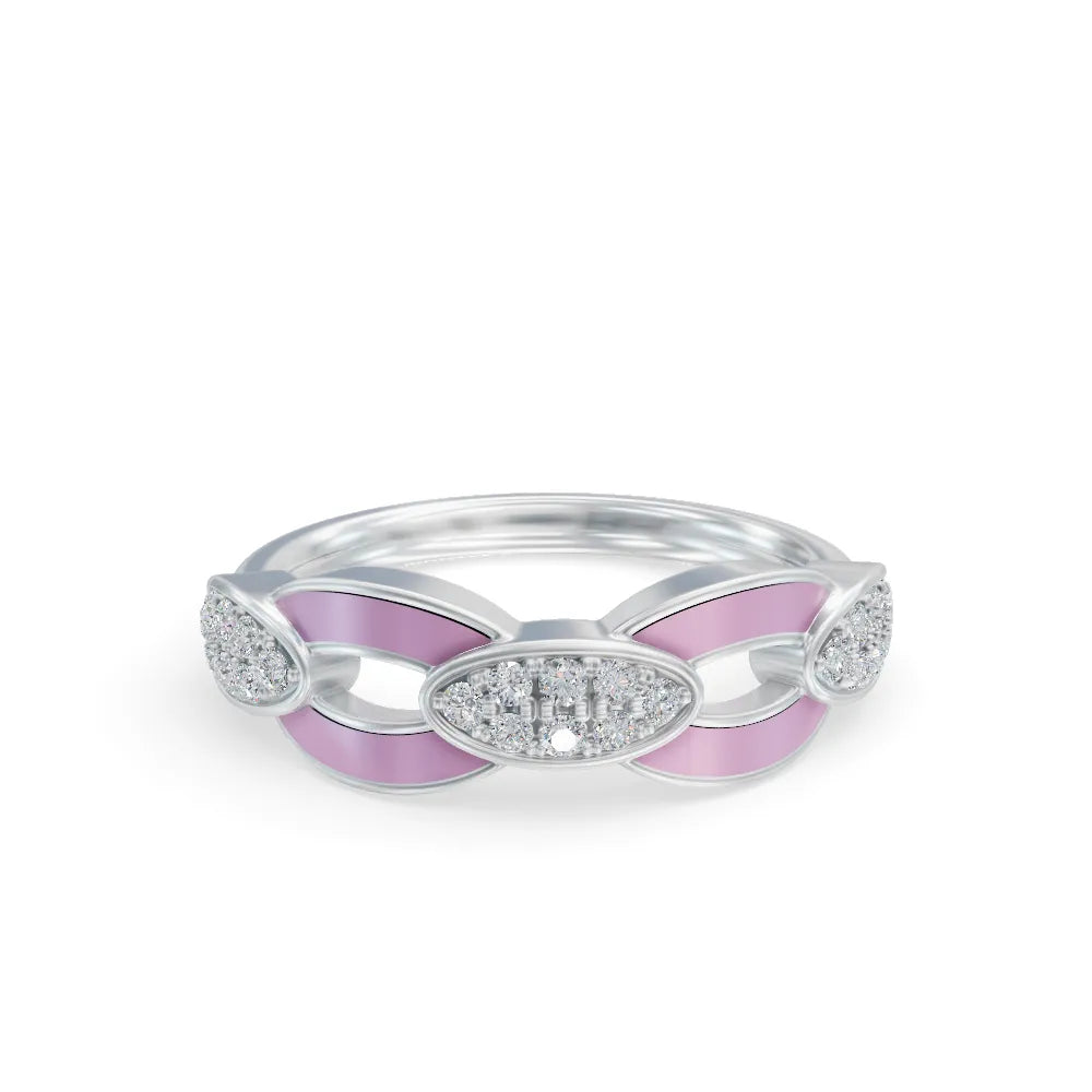 Pink Bonding Band Diamond Ring | Engagement Rings | Enamel jewellery