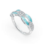 Load image into Gallery viewer, Blue Bonding 925 Sterling Silver Band Diamond Ring | Engagement Rings | Enamel jewellery
