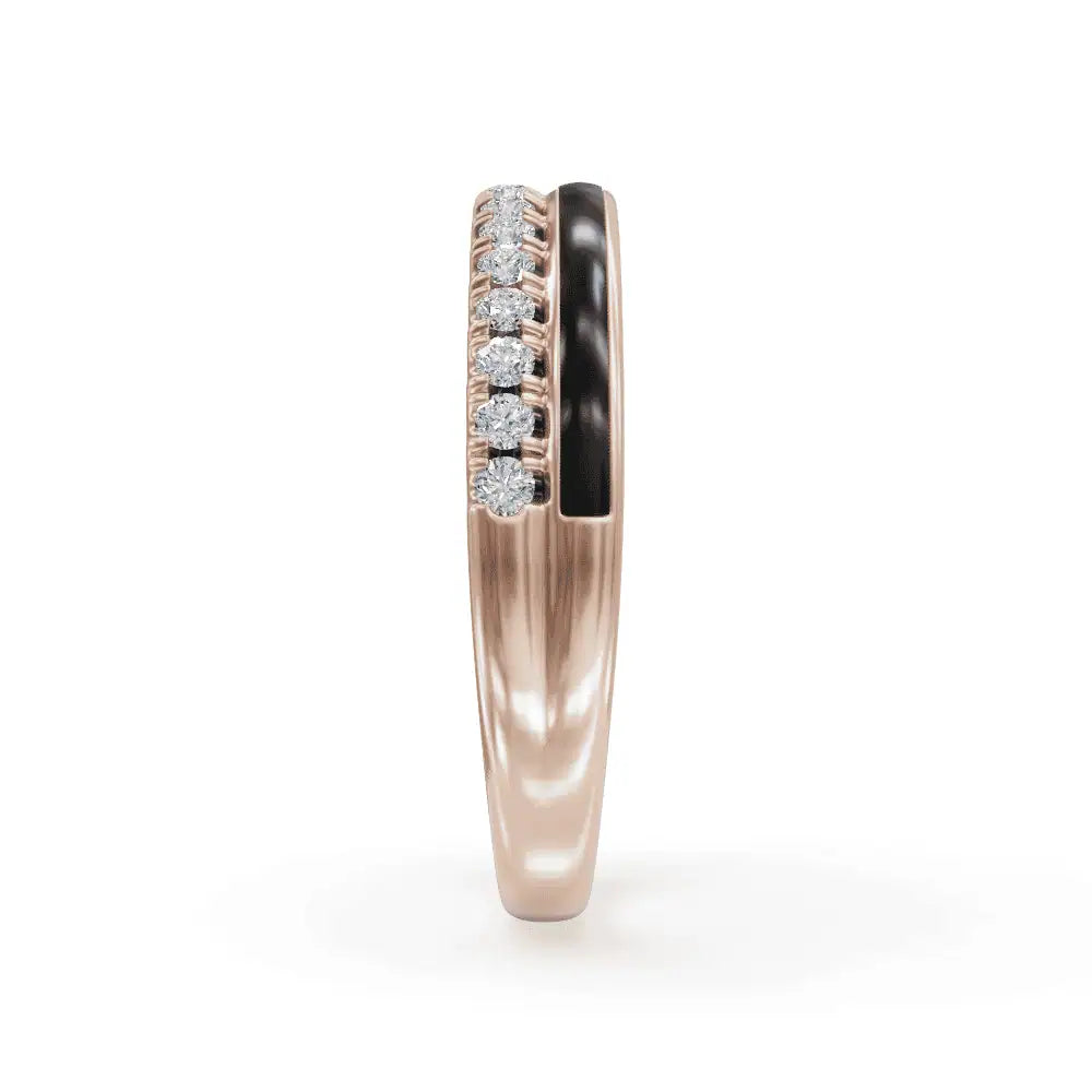 Black Balance Band Diamond Ring | Enamel Ring | Statement Diamond Ring