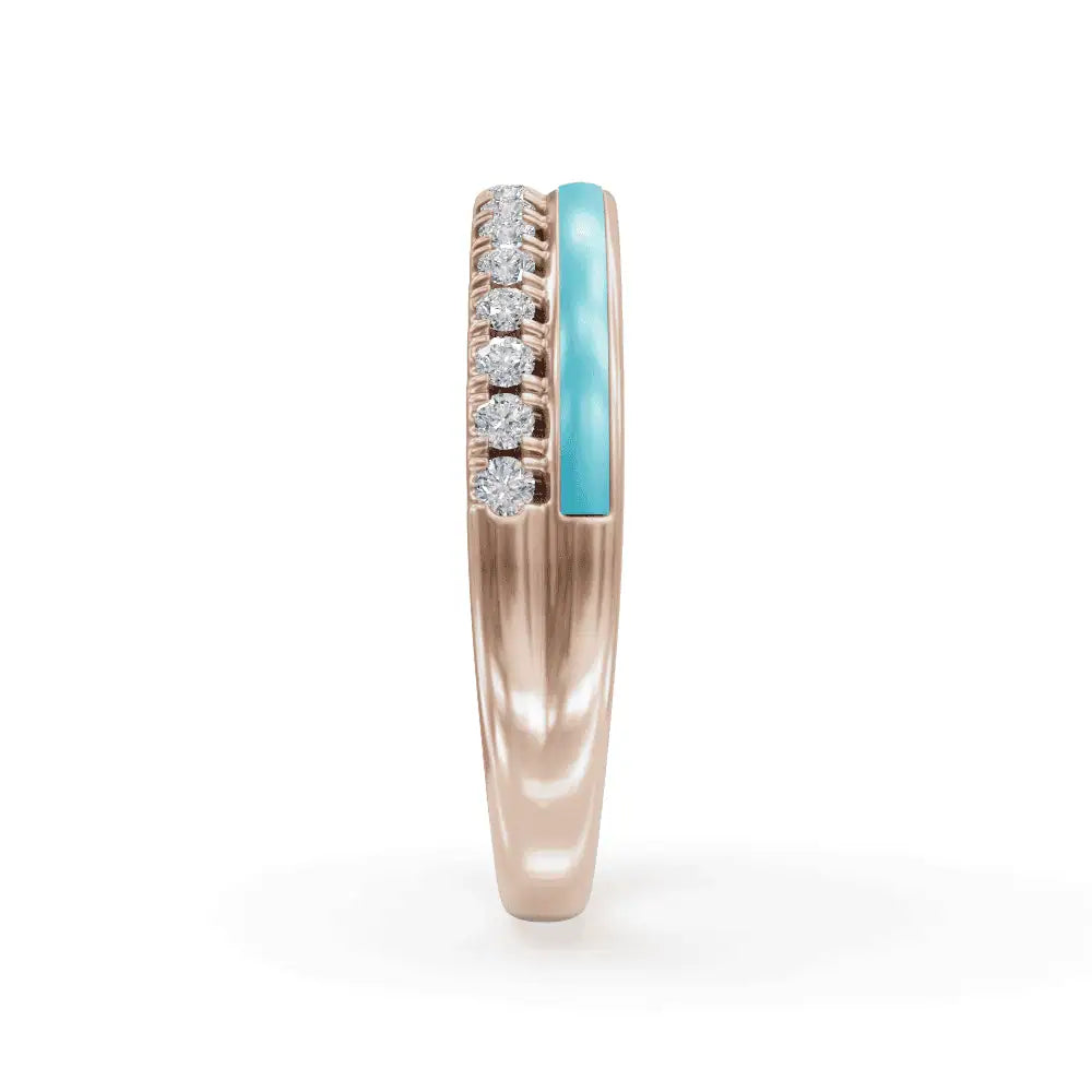 Blue Balance Band Diamond Ring | Enamel Ring | Statement Diamond Ring