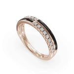 Load image into Gallery viewer, Black Balance Band Diamond Ring | Enamel Ring | Statement Diamond Ring