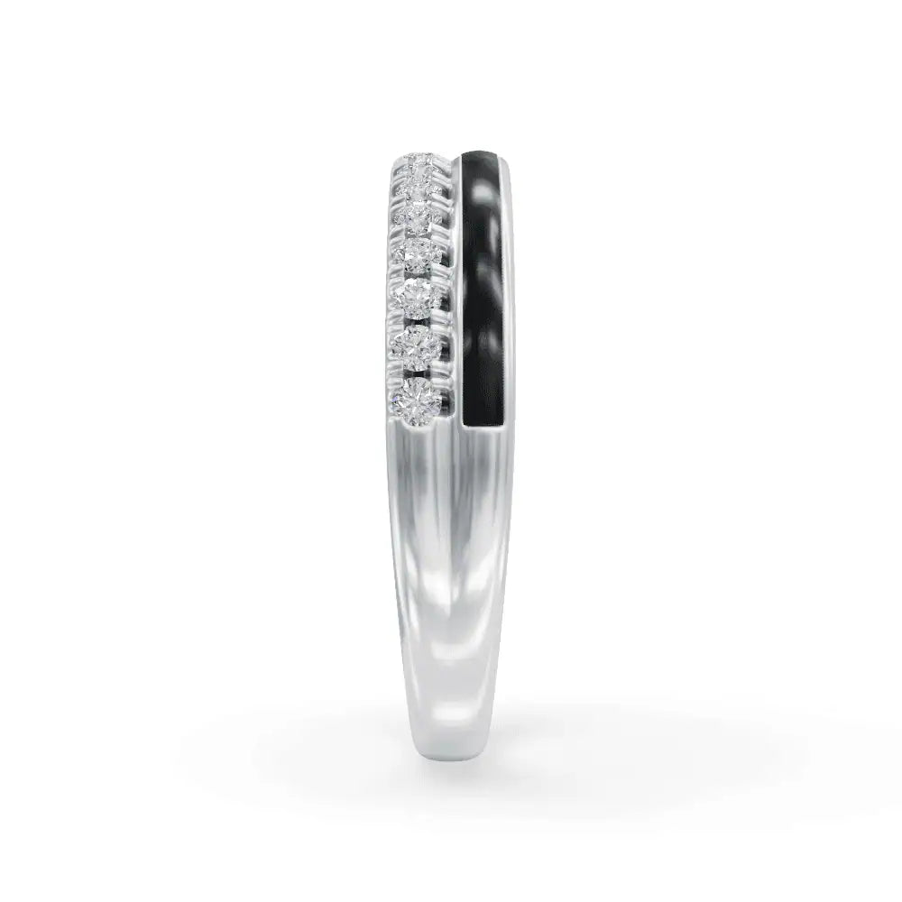 Black Balance Band Diamond Ring | Enamel Ring | Statement Diamond Ring