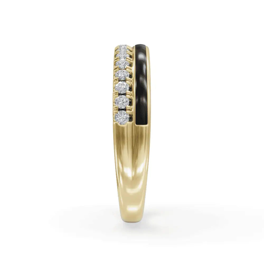 Black Balance Band Diamond Ring | Enamel Ring | Statement Diamond Ring