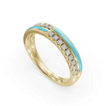 Load image into Gallery viewer, Blue Balance Band Diamond Ring | Enamel Ring | Statement Diamond Ring