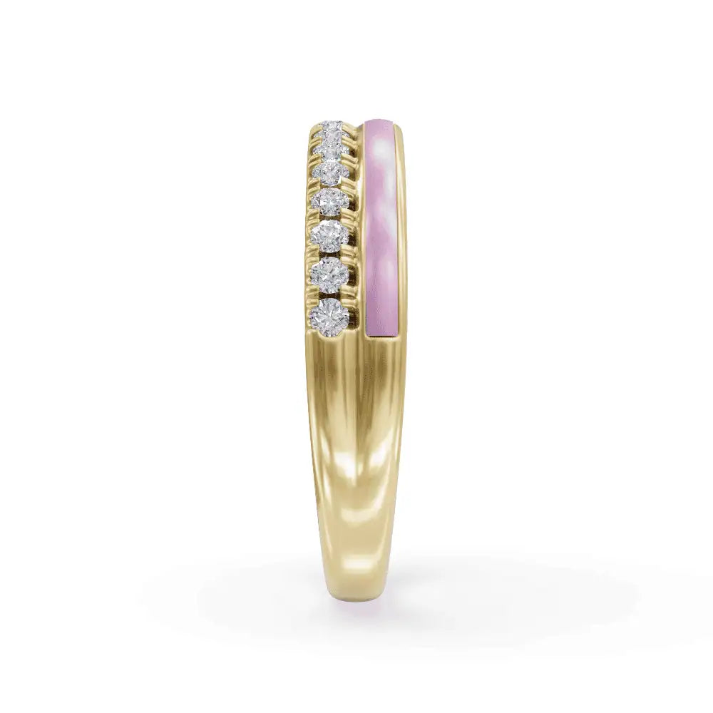 Pink Balance Band Diamond Ring | Enamel Ring | Statement Diamond Ring