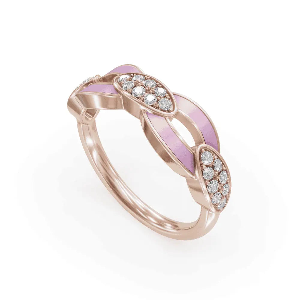 Pink Bonding Band Diamond Ring | Engagement Rings | Enamel jewellery