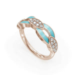 Load image into Gallery viewer, Blue Bonding 925 Sterling Silver Band Diamond Ring | Engagement Rings | Enamel jewellery