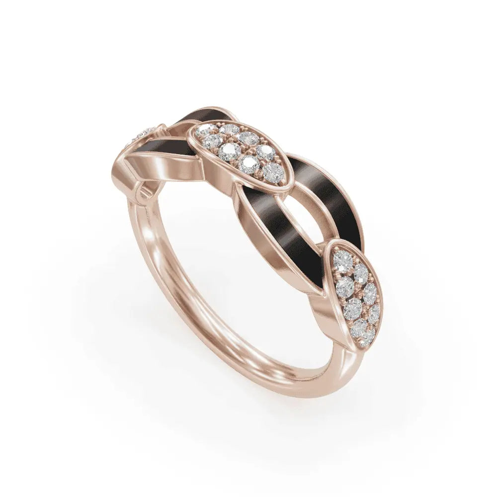 Black Bonding Band Diamond Ring | Engagement Rings | Enamel jewellery