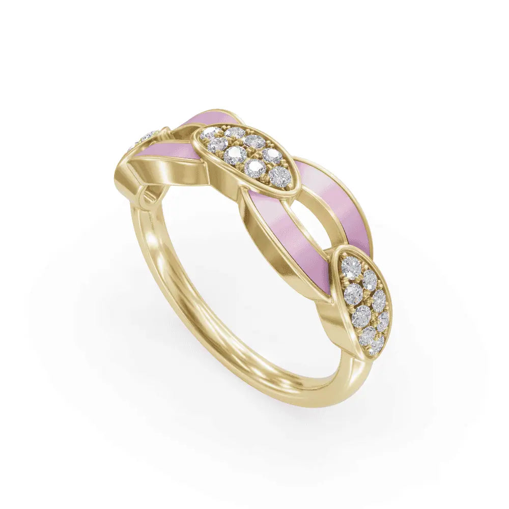 Pink Bonding Band Diamond Ring | Engagement Rings | Enamel jewellery