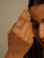 Load image into Gallery viewer, Connection Band  | Stay Connected Gold Diamond Ring | Connecting Diamond Ring
