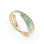 Load image into Gallery viewer, Blue Criss Cross Band | Criss Cross Diamond Ring | Enamel ring