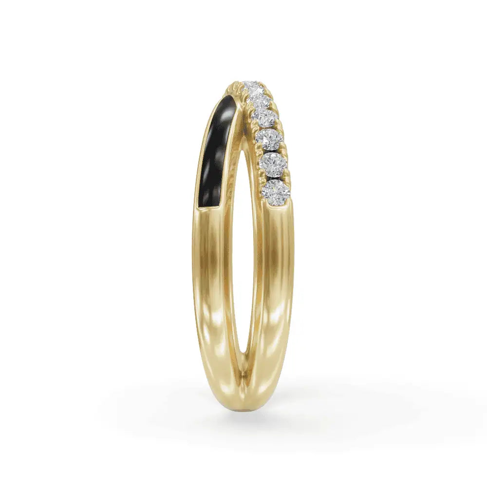 Black Criss Cross Band | Criss Cross Diamond Ring | Enamel ring