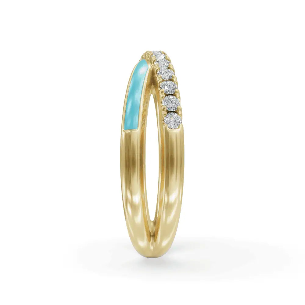 Blue Criss Cross Band | Criss Cross Diamond Ring | Enamel ring