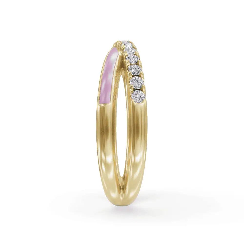 Pink Criss Cross Band | Criss Cross Diamond Ring | Enamel ring