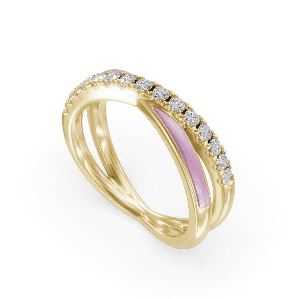 Pink Criss Cross Band | Criss Cross Diamond Ring | Enamel ring