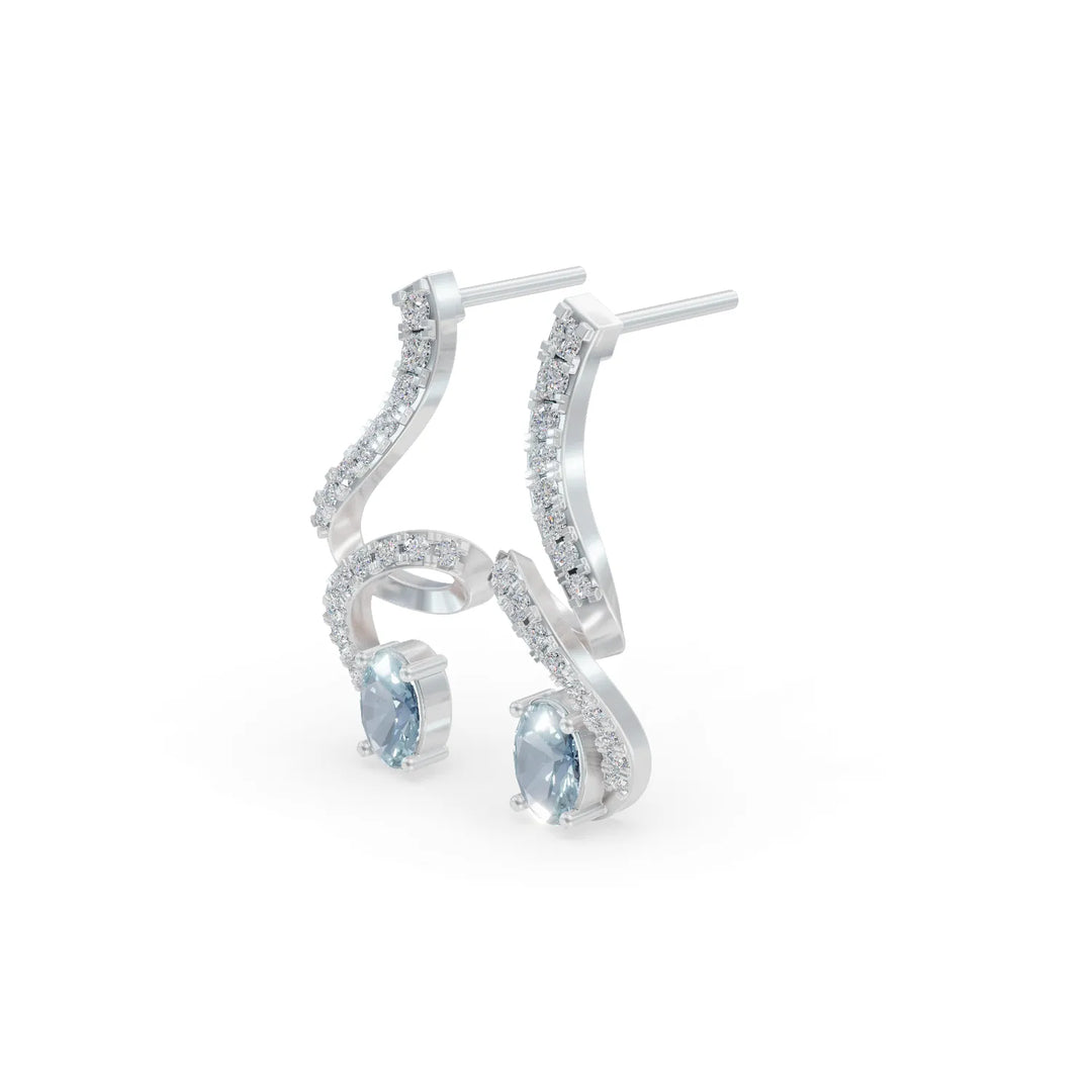 Aquamarine Twist Earring | Earrings For Bride | Designer Earrings
