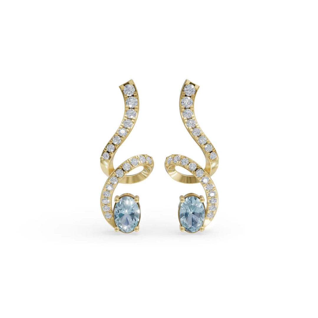 Aquamarine Twist Earring | Earrings For Bride | Designer Earrings