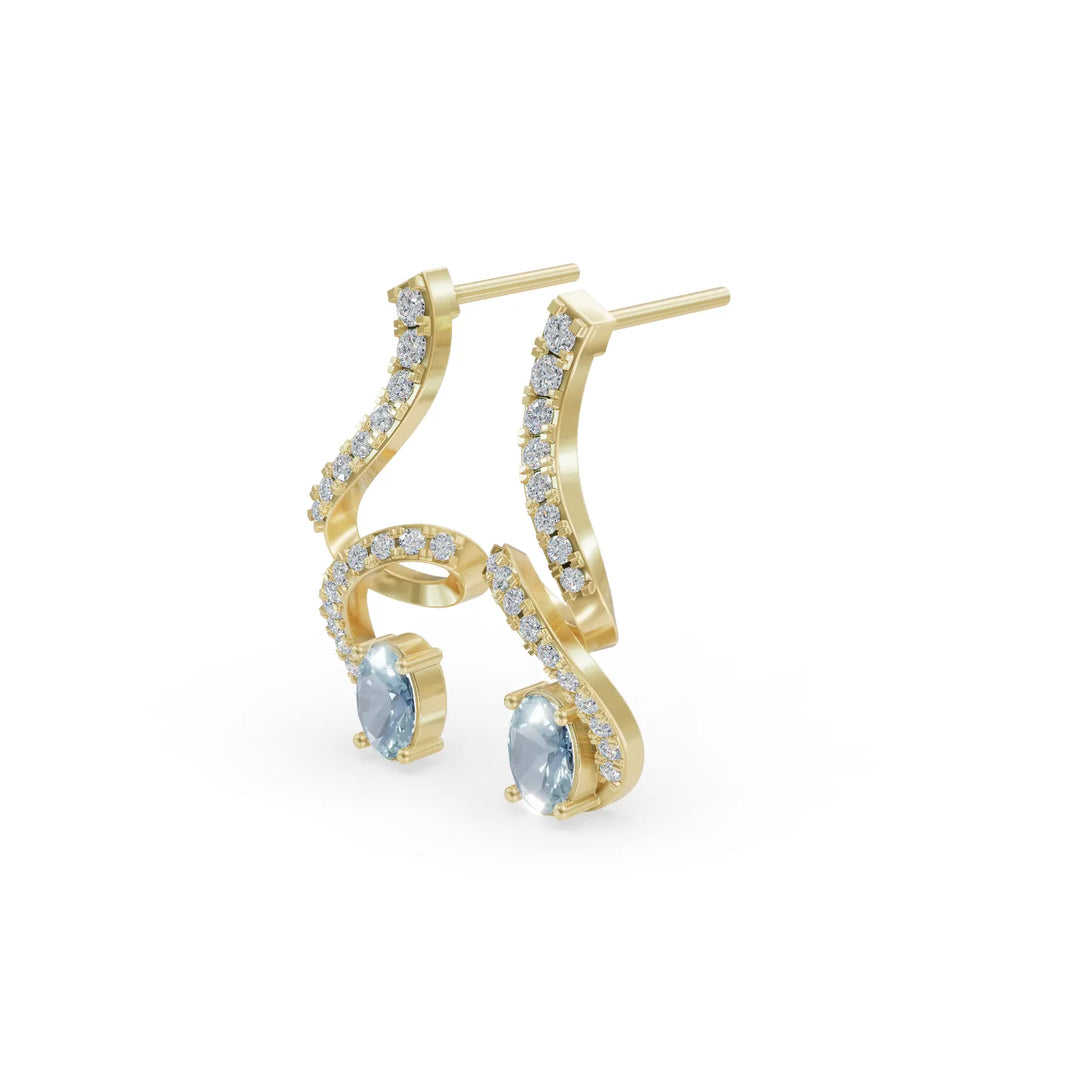 Aquamarine Twist Earring | Earrings For Bride | Designer Earrings