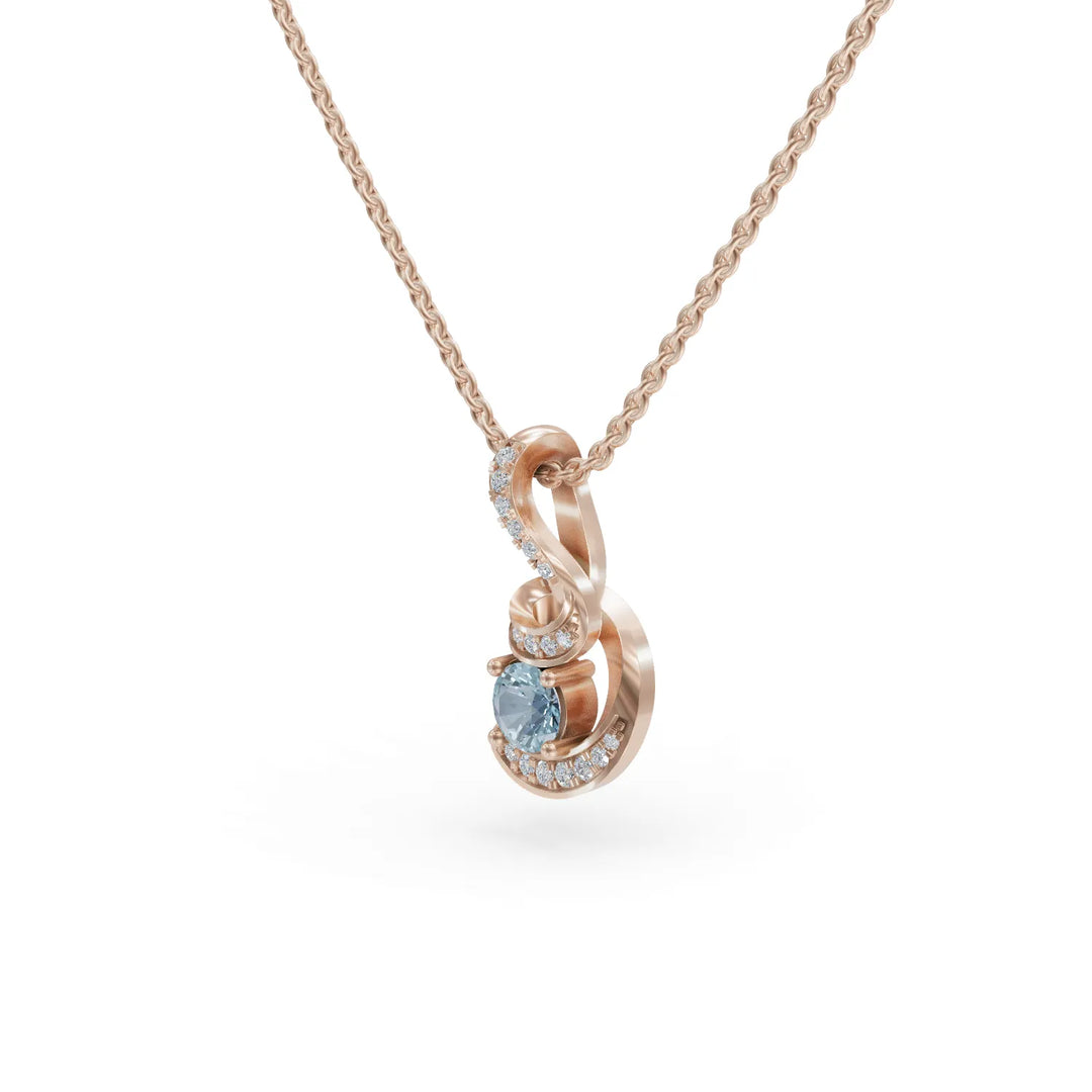 Aquamarine Twist Pendant | Diamond Pendant For Women
