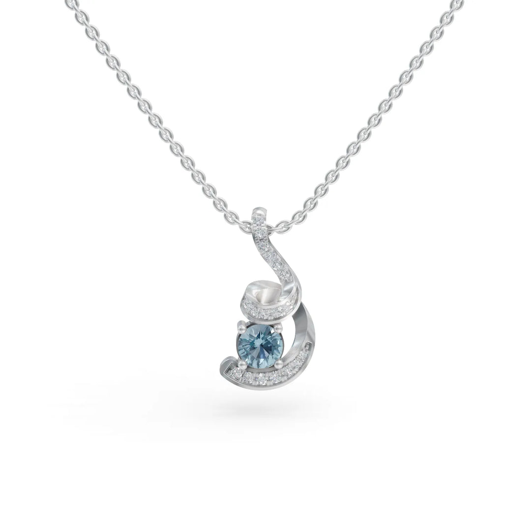 Aquamarine Twist Pendant | Diamond Pendant For Women
