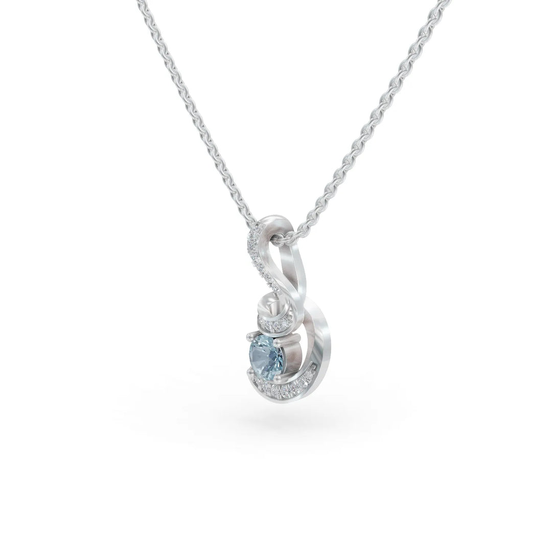 Aquamarine Twist Pendant | Diamond Pendant For Women