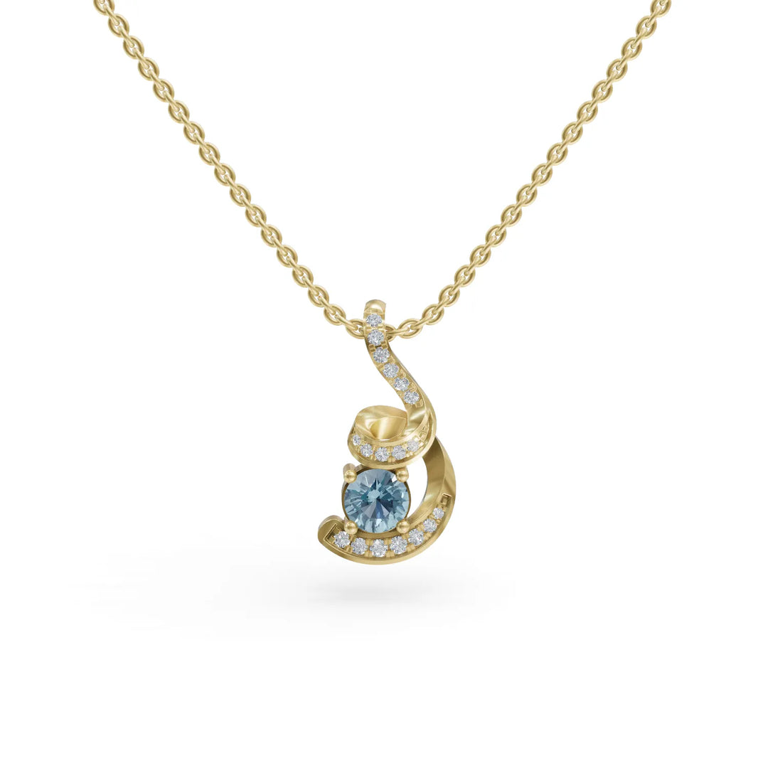 Aquamarine Twist Pendant | Diamond Pendant For Women