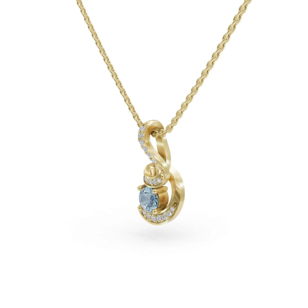 Aquamarine Twist Pendant | Diamond Pendant For Women