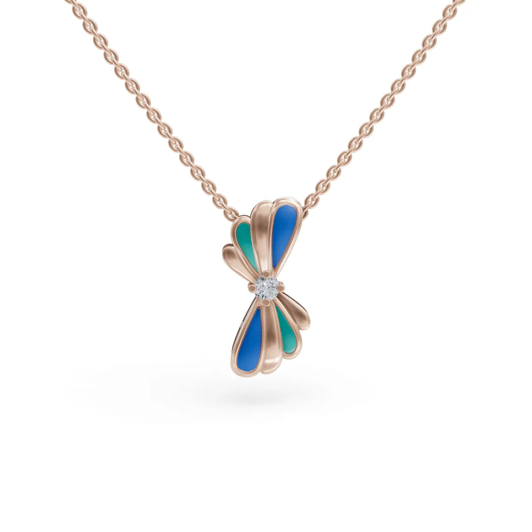 Wave Flower Pendant | Diamond Flower Pendant