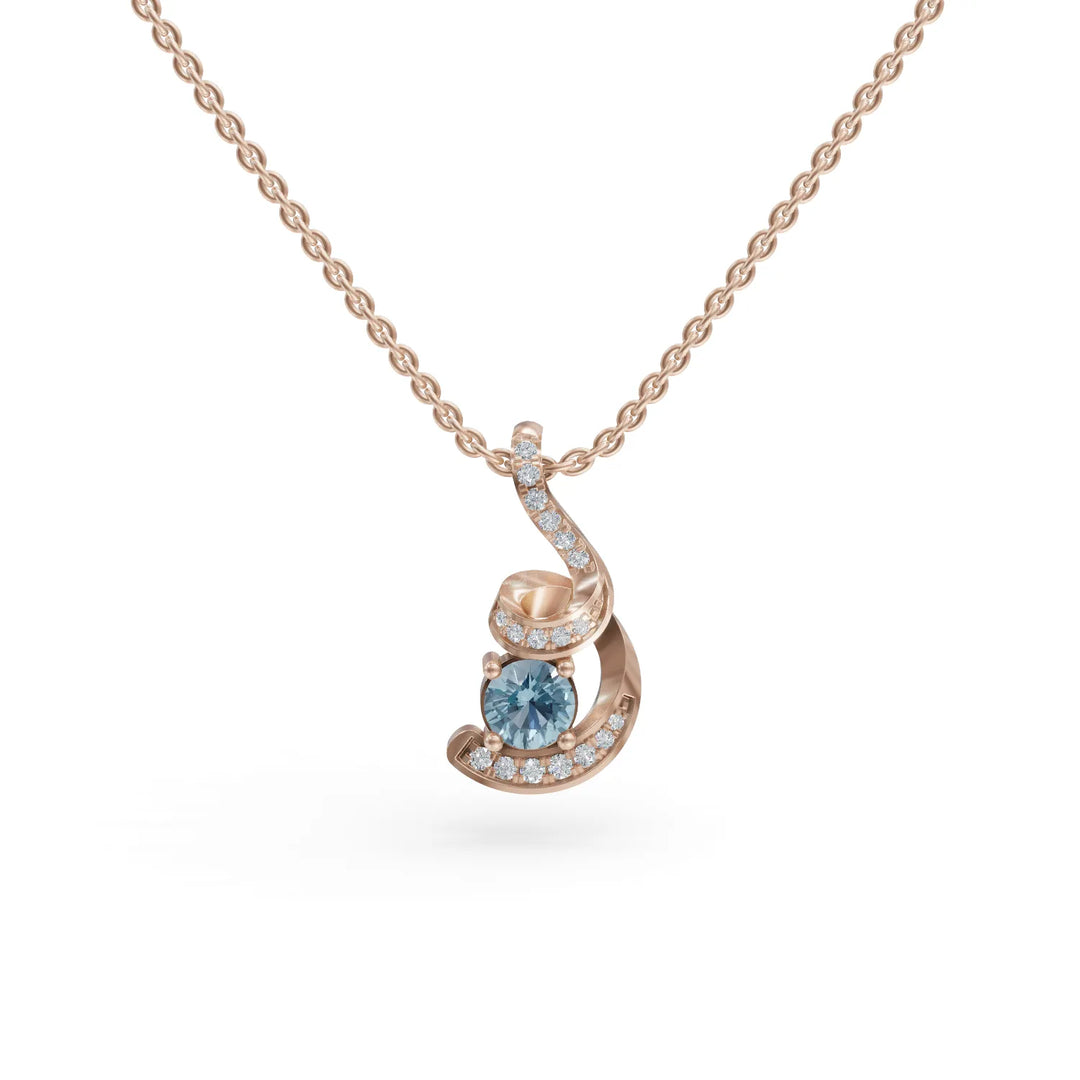 Aquamarine Twist Pendant | Diamond Pendant For Women