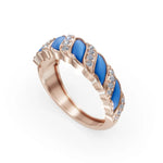 Load image into Gallery viewer, Sea Waves Ring | Diamond Rings For Women | Enamel Ring