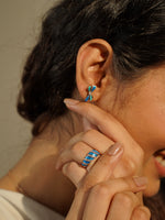 Load image into Gallery viewer, Sea Waves Ring | Diamond Rings For Women | Enamel Ring