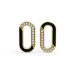 Load image into Gallery viewer, Black Loop Enamel Earrings | Diamond Stud Earrings
