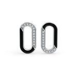 Load image into Gallery viewer, Black Loop Enamel Earrings | Diamond Stud Earrings