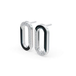 Load image into Gallery viewer, Black Loop Enamel Earrings | Diamond Stud Earrings