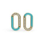 Load image into Gallery viewer, "Blue Loop Enamel Earrings | Diamond Earring "