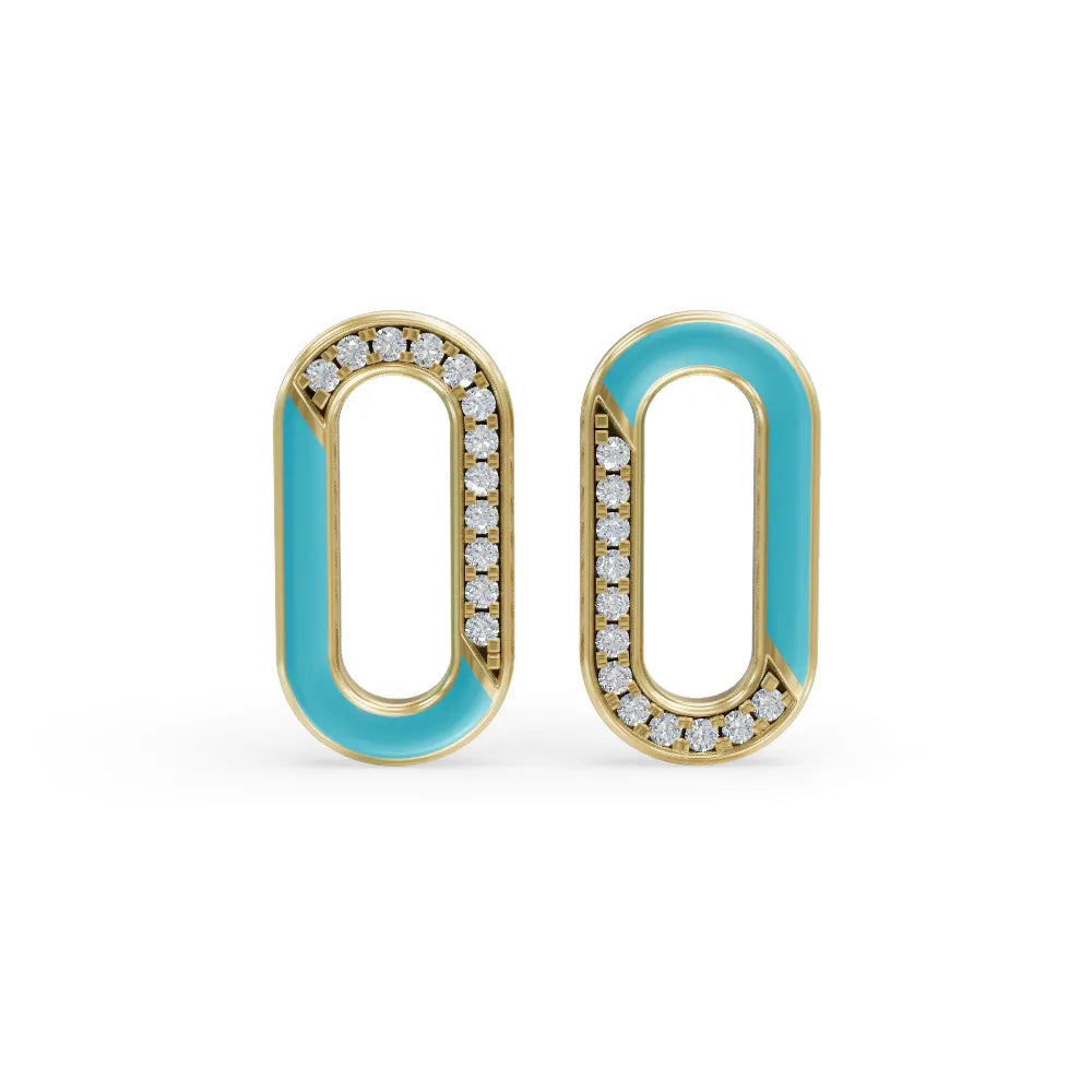 "Blue Loop Enamel Earrings | Diamond Earring "