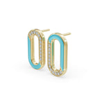 Load image into Gallery viewer, "Blue Loop Enamel Earrings | Diamond Earring "