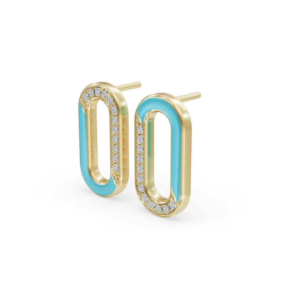 "Blue Loop Enamel Earrings | Diamond Earring "