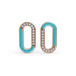 Load image into Gallery viewer, "Blue Loop Enamel Earrings | Diamond Earring "