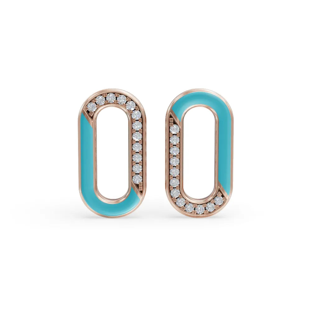 "Blue Loop Enamel Earrings | Diamond Earring "