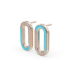Load image into Gallery viewer, "Blue Loop Enamel Earrings | Diamond Earring "