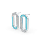 Load image into Gallery viewer, "Blue Loop Enamel Earrings | Diamond Earring "