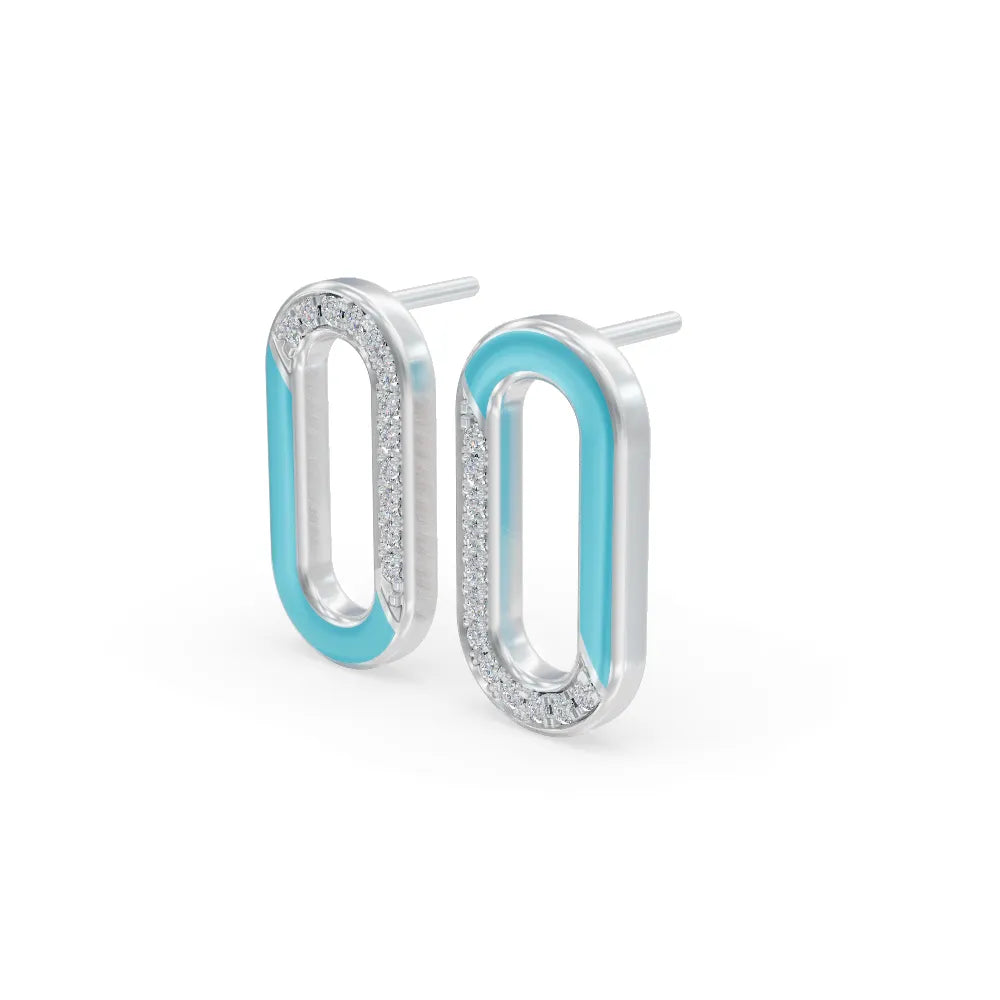"Blue Loop Enamel Earrings | Diamond Earring "
