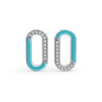Load image into Gallery viewer, "Blue Loop Enamel Earrings | Diamond Earring "