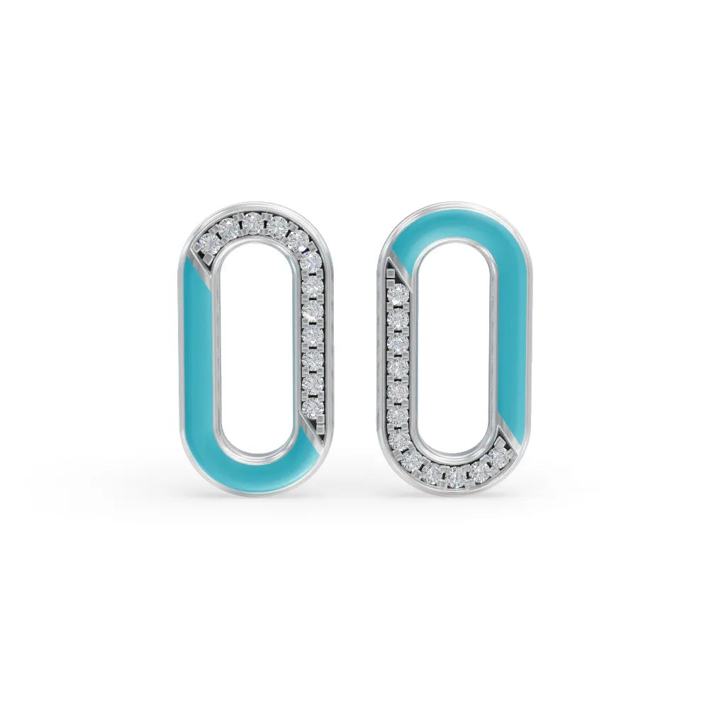 "Blue Loop Enamel Earrings | Diamond Earring "