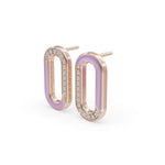 Load image into Gallery viewer, Pink Loop Enamel Earrings | Diamond Studs For Women