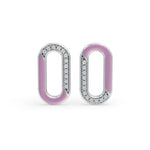 Load image into Gallery viewer, Pink Loop Enamel Earrings | Diamond Studs For Women