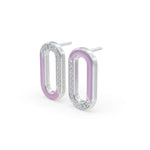 Load image into Gallery viewer, Pink Loop Enamel Earrings | Diamond Studs For Women