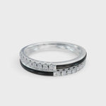 Load and play video in Gallery viewer, Black Balance Band Diamond Ring | Enamel Ring | Statement Diamond Ring
